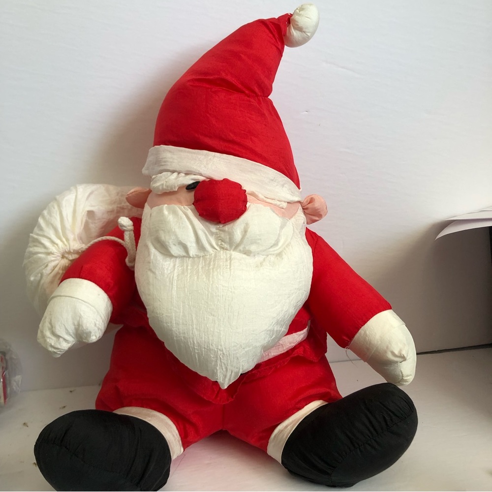 Vintage Stuffins Nylon Santa Claus Plush Puffalump Style
